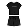 Conjunto Elian Beats Feminino Juvenil Blusa Cropped Canelada Com Shorts Moletinho - 7001-PRETO
