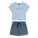 Conjunto Elian Beats Feminino Juvenil Blusa Cropped Canelada Com Shorts Moletinho - 6716-AZUL