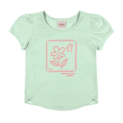 Blusa Manga Curta Elian Flor Em Puff Malha Trabalhada 4/8