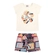 Conjunto Elian Feminino Infantil Blusa Estampas Variadas e Shorts Em Meia Malha 4/8 - 2037-NATURAL