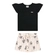 Conjunto Colorittá Feminino Infantil Blusa E Shorts Saia Floral Cotton Leve 4/8 - 7001-PRETO