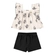 Conjunto Colorittá Feminino Infantil Blusa Babados Floral E Shorts Moletom 1/3 - 2037-NATURAL