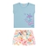 Conjunto Elian Feminino Infantil Manga Curta Fundo do Mar e Shorts Meia Malha 1/3 - 6026-AZUL CARIBE