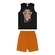 Conjunto Elian Masculino Juvenil Regata Jogos E Bermuda Moletom - 7001-PRETO