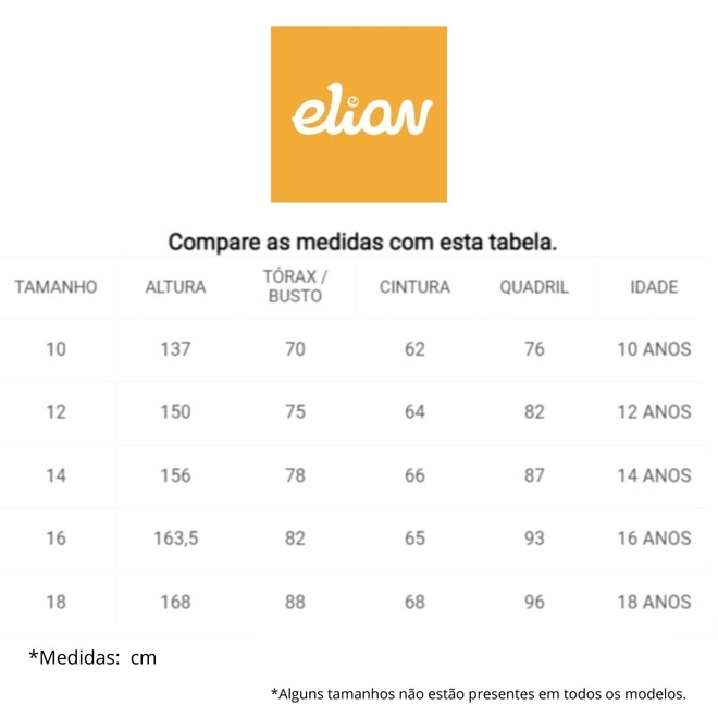 Tabela de Medidas