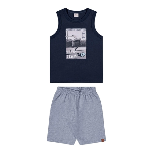 Conjunto Elian Masculino Juvenil Regata Skate E Bermuda Moletom