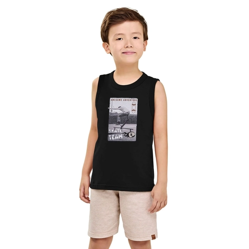 Conjunto Elian Masculino Juvenil Regata Skate E Bermuda Moletom