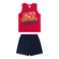 Conjunto Elian Masculino Infantil Regata Estampas Variadas e Bermuda Moletom 4/8 - 4010-VERMELHO NOEL