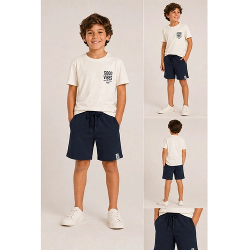 Bermuda Elian Masculina Infantil Básica Com Bolsos Em Moletom 4/8
