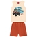 Conjunto Kyly Masculino Infantil Regata Estampas Variadas e Bermuda Moletom 4/8 - 8550-BEGE WHEY