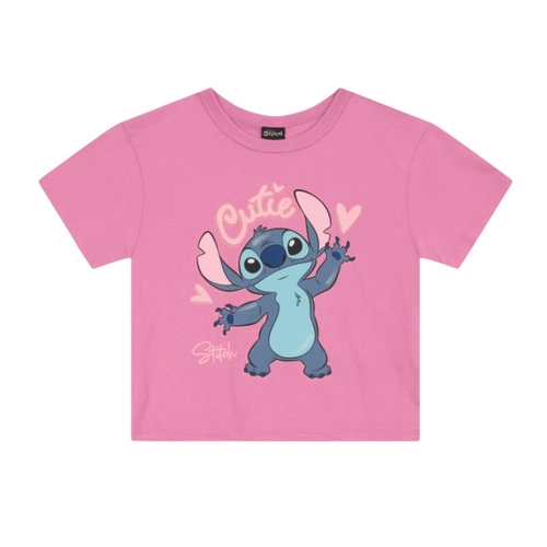 Blusa Manga Curta Brandili Feminina Infantil Stitch Disney Meia Malha 4/10
