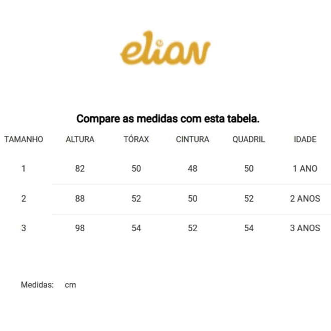 Tabela de Medidas