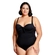 Maiô Plus Size Arsie Com Bojo Fixo Recorte Drapeado E Nó Frontal UV50+ - 543-PRETO