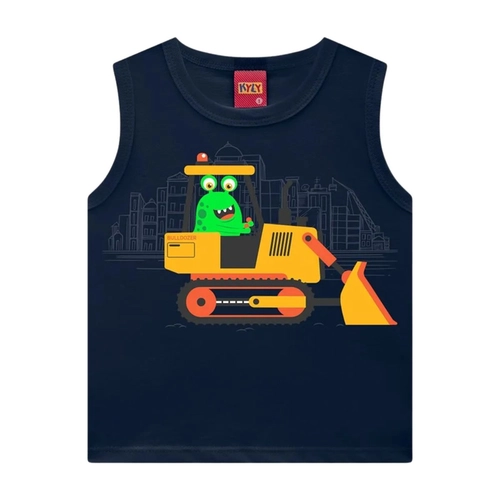 Camiseta Regata Kyly Infantil Masculina Monstrinho Meia Malha Algodão 1/3