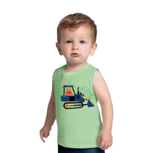Camiseta Regata Kyly Infantil Masculina Monstrinho Meia Malha Algodão 1/3