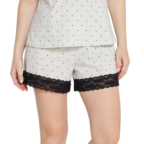 Pijama de Alcinhas Danka Feminino Adulto Poás Com Renda Em Meia Malha Mesclada