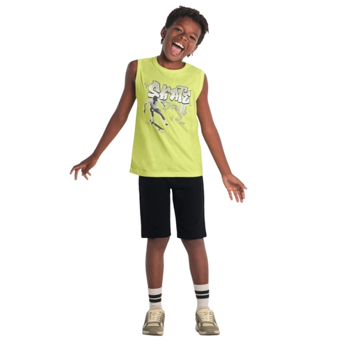 Conjunto Brandili Masculino Juvenil Regata Skate e Bermuda Moletom
