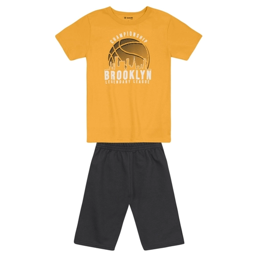 Conjunto Brandili Masculino Juvenil Camiseta Basquete Puff e Bermuda Moletom