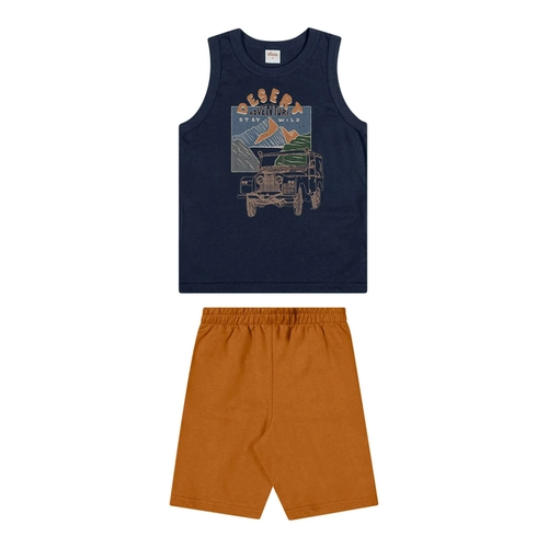 Conjunto Elian Masculino Infantil Regata Radical e Bermuda Moletom 4/8