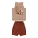 Conjunto Elian Masculino Infantil Regata Estampas Variadas e Bermuda Moletom 4/8 - 8038-MARROM CLARO