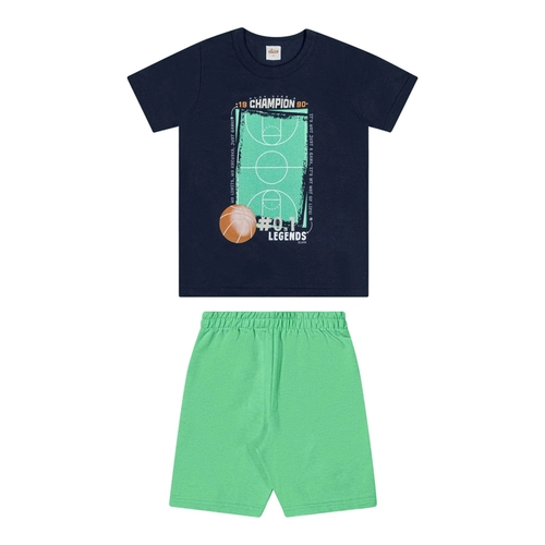 Conjunto Elian Masculino Juvenil Camiseta Estampas Urbanas E Bermuda Moletom