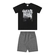 Conjunto Elian Masculino Juvenil Camiseta Estampas Urbanas E Bermuda Moletom - 7001-PRETO