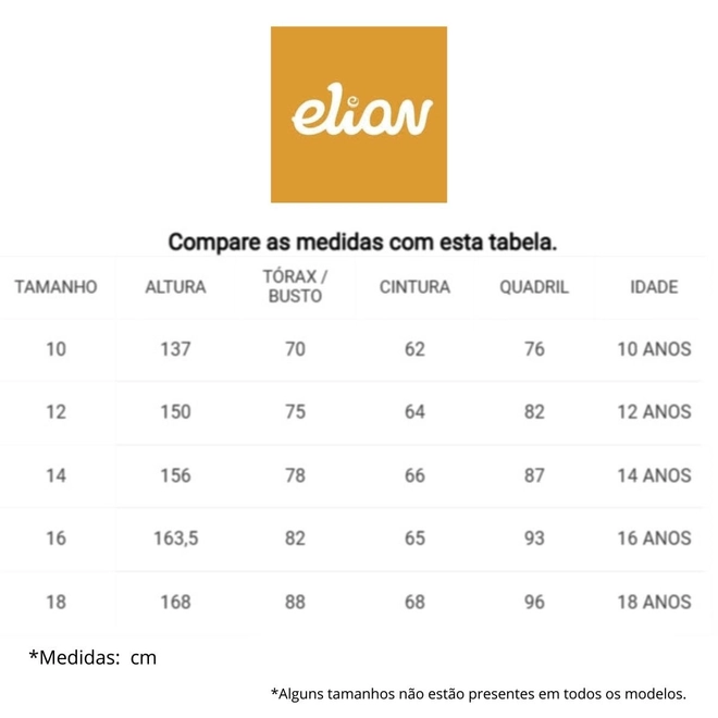 Tabela de Medidas
