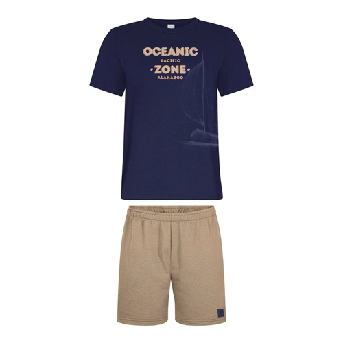 Conjunto Alakazoo! Masculino Juvenil Camiseta Oceanic Com Bermuda Moletinho