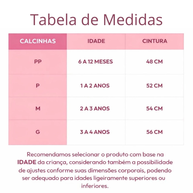 Tabela de Medidas