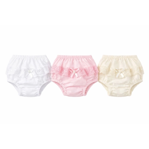 Kit 3 Calcinhas Brando Infantil Com Renda E Laço Cores Sortidas Algodão