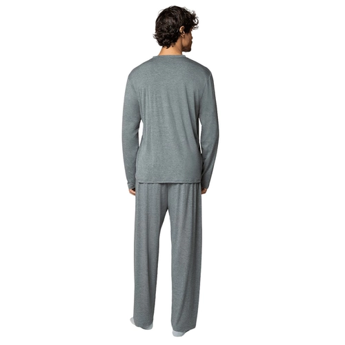 Pijama Manga Longa Lupo Masculino Adulto Gola V Clássico Viscose