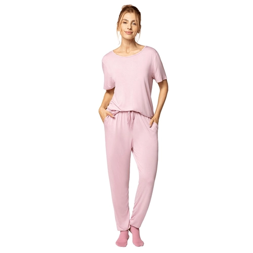 Pijama Manga Curta Lupo Feminino Adulto Leve Meia Estação Com Calça Viscose