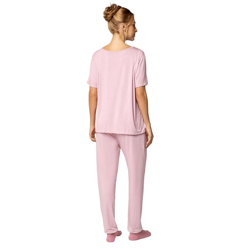Pijama Manga Curta Lupo Feminino Adulto Leve Meia Estação Com Calça Viscose