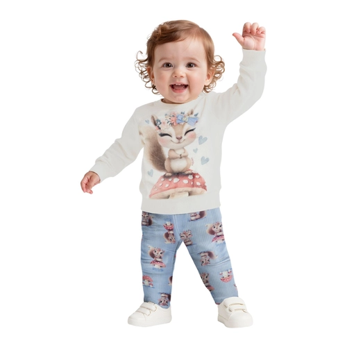 Conjunto Alakazoo! Feminino Bebê Blusão Pelúcia Pelo Fluffly E Calça Legging Moletinho Soft