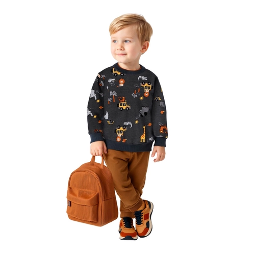 Conjunto Alakazoo! Masculino Infantil Blusão Safari Com Calça Moletom Felpado 1/3