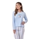 Pijama Manga Longa Cia do Corpo Feminino Adulto Em Viscolycra Listrada - AZUL-AZUL