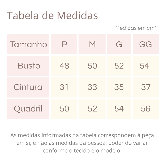 Tabela de Medidas