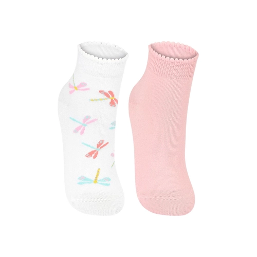 Kit 2 Pares Meias Cano Curto Lupo Kids Infantil Feminina Estampadas Algodão