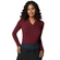 Blusa Manga Longa Loba Feminina Adulto Decote V Canelada Bambu Sem Costura - 5940-VINHO