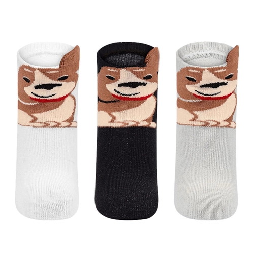 Kit 3 Pares Meias Cano Curto Lupo Baby Infantil Estampadas Algodão;