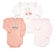 Kit 3 Bodys Manga Longa Petutinha Feminino Bebê Flamingo Floral Em Malha Suedine - CREME.EST-SALMAO