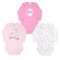Kit 3 Bodys Manga Longa Petutinha Feminino Bebê Girafinha Em Malha Suedine - BARBI-ROSA/BRANCO