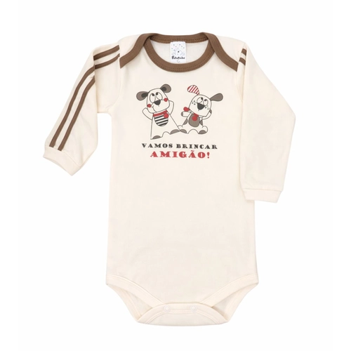 Kit 3 Bodys Manga Longa Petutinha Masculino Bebê Dogs Em Malha Suedine