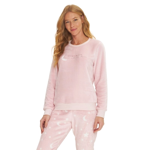 Pijama Manga Longa Danka Feminino Adulto Lua Em Fleece