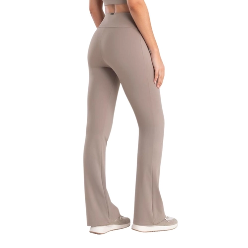 Calça Flare Cintura Alta Fitness She Feminino Adulto Em Microfibra