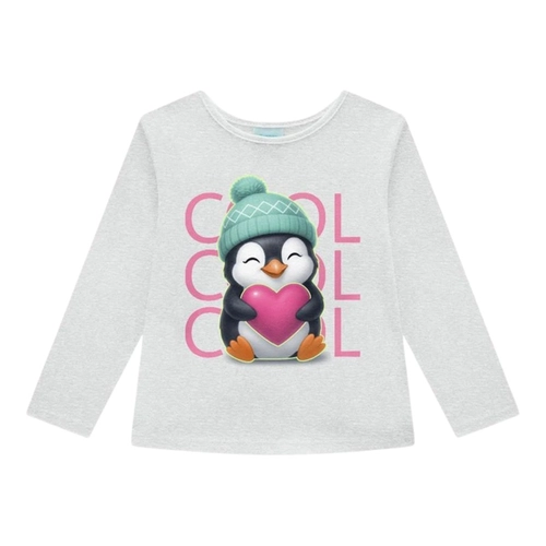 Pijama Manga Longa Kyly Feminino Infantil Pinguim Brilha No Escuro Em Meia Malha Algodão 4/8