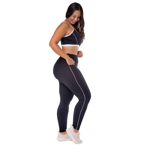 Calça Legging Fitness Elite Feminina Adulto Com Bolso Lateral Em Microfibra