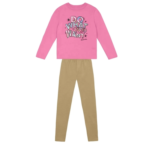 Conjunto Brandili Meninas Infantil Blusão e Calça Legging Estampada Algodão 12/16