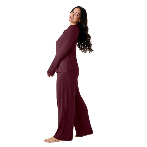 Pijama Manga Longa Hope Feminino Adulto Em Viscose e Renda Moon