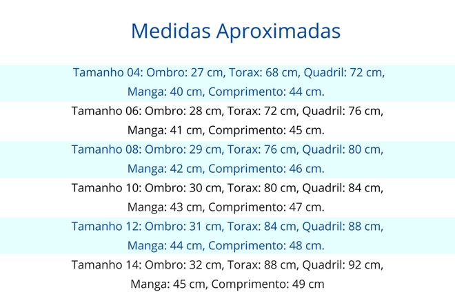 Tabela de Medidas